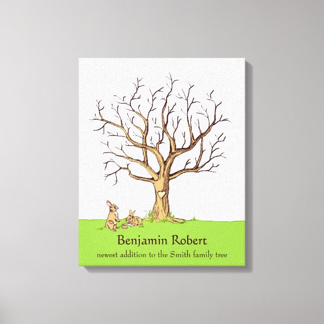 Toile Bébé Arbre d'empreintes digitales (Bunnies de coul (Recto)