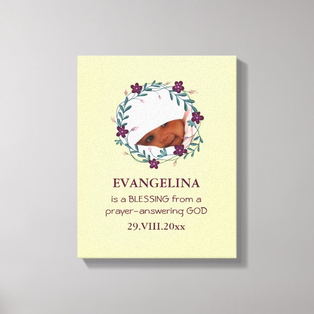 Toile Bébé | BÉNÉDICTION DE DIEU | Wreath | Garde photo (Recto)