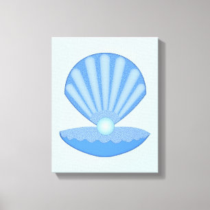 Toile Bébé bleu Coquille d'huîtres et Pearl