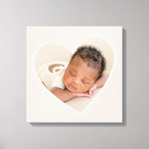 Toile BÉBÉ FILLE photo moderne couche coeur rose rousse