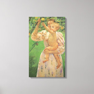 Toile Bébé tendant la main vers une pomme de Mary Cassat
