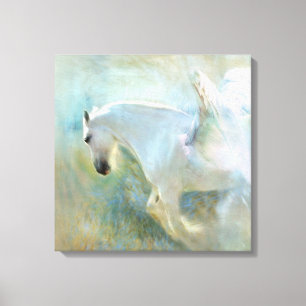 TOILE BEL ANGE DE CHEVAL BLANC.  CHEVAL POÉTIQUE D'ANGE