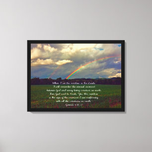 Toile Bel arc-en-ciel avec le vers de bible