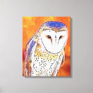 Toile Bel oiseau de hibou de grange avec le visage blanc