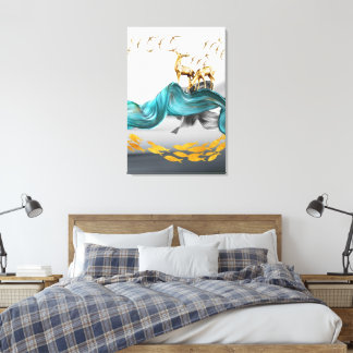 Toile Belle Abstraite nordique Golden Deer