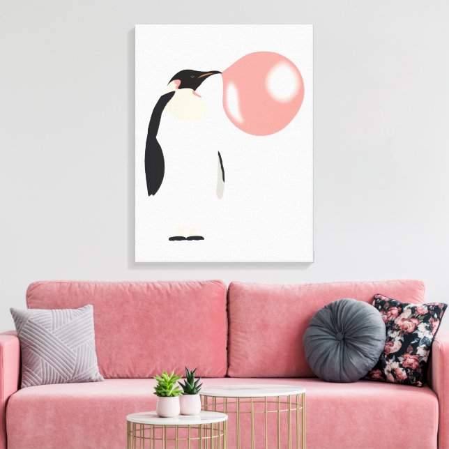 Toile Belle bulle de gomme Penguin soufflante bulle (Insitu(Salon))