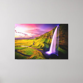 Toile Belle cascade au coucher du soleil Photographie na