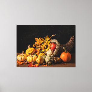 Toile Belle Cornucopia Remplie De Gourdes D'Automne