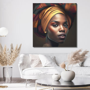 Toile Belle femme afro-américaine ornée de foulard