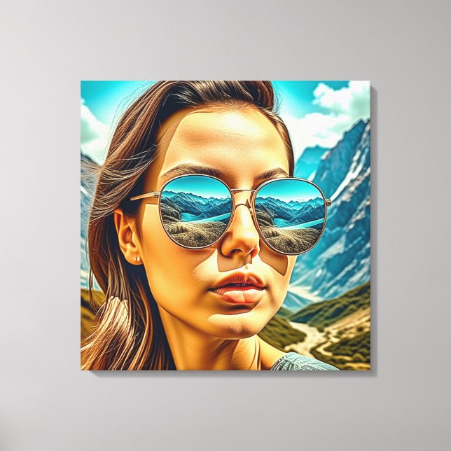 Toile Belle femme dans les lunettes de soleil La réflexi (Recto)