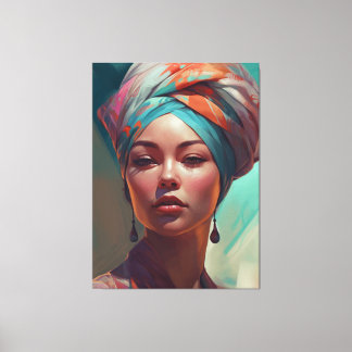 Toile Belle Femme Portant du Turban