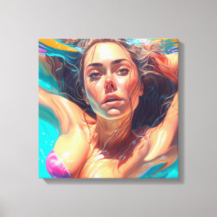 Toile Belle Femme sous l'eau AI Art