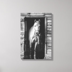 Toile Belle ferme de chevaux Animaux B&W
