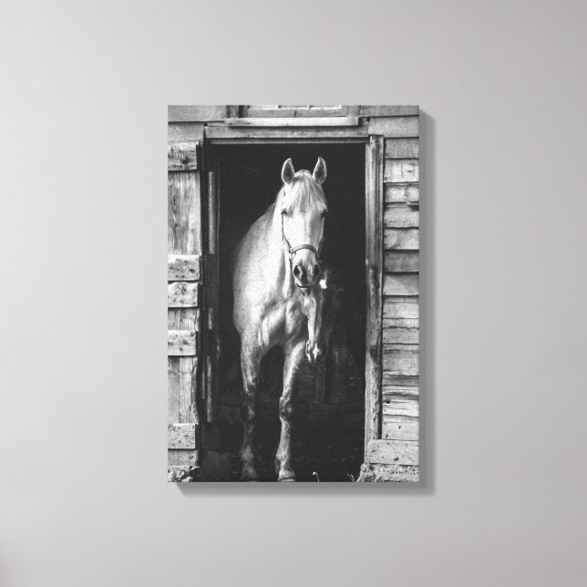 Toile Belle ferme de chevaux Animaux B&W (Recto)