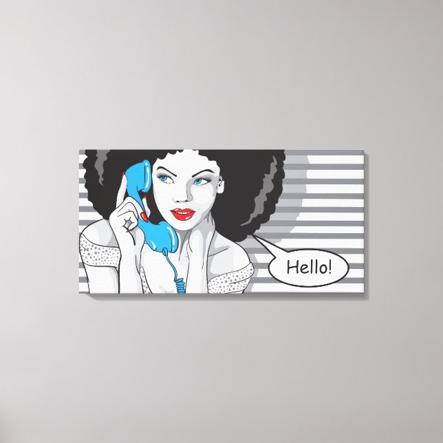 Toile belle fille appeler, bonjour, art POP (Recto)