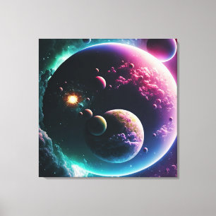 Toile Belle Galaxie Planètes spatiales Voie Lactée