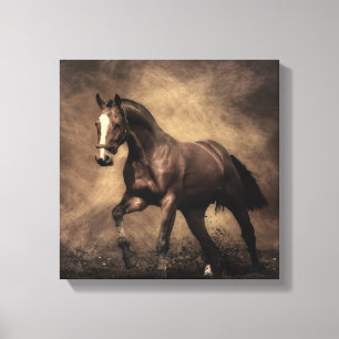 Toile Belle housse de coussin de cheval brun