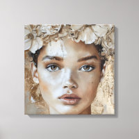 Belle jeune modèle de mode Floral Portrait Art