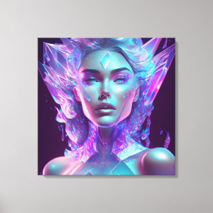 Toile Belle œuvre d'art IA, jolie femme de glace comme