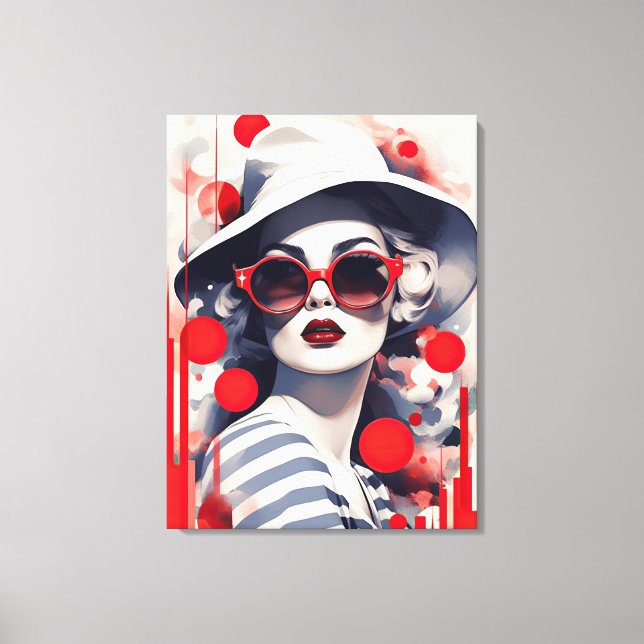 Toile Belle Parisienne en lunettes de soleil et casquett (Recto)