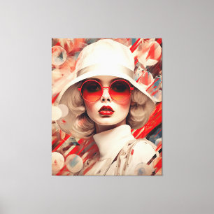 Toile Belle Parisienne en lunettes de soleil et casquett