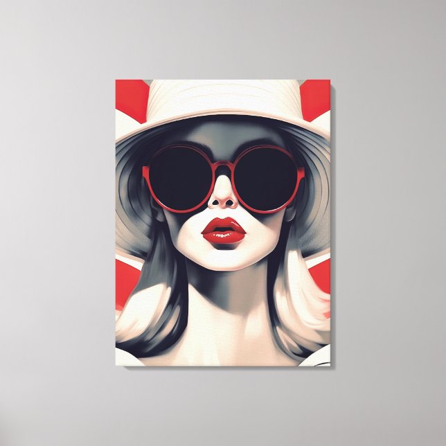 Toile Belle Parisienne en Lunettes de soleil rouges (Recto)