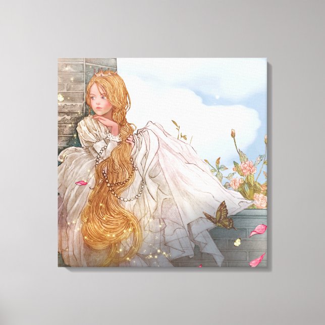 Toile Belle princesse à la fenêtre du château (Recto)