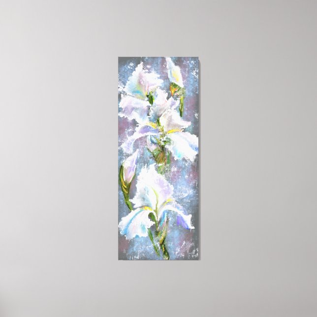 Toile Belles Fleurs de Iris Blanches - Peinture original (Recto)