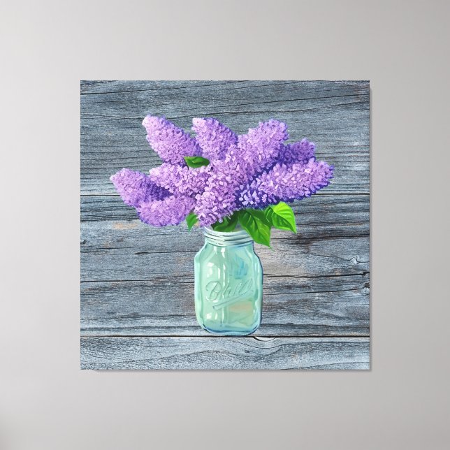 Toile Belles Lilacs En Mason Jar Rustique (Recto)