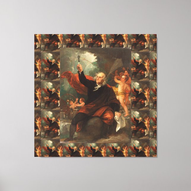 Toile Benjamin Franklin Dessin d'électricité du ciel (Recto)