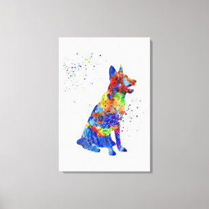 Toile Berger allemand, berger allemand d'aquarelle
