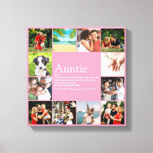 Toile Best Aunt, Auntie Definition 12 Photo Collage Pink