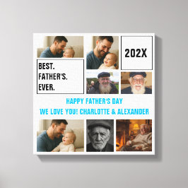 Toile Best Father Ever Photo Collage and Custom Text
