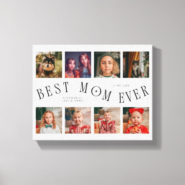 Toile Best Mom Ever | 8 Photo Grid Mother's Day White (Recto)