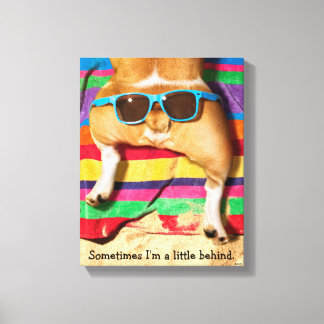 Toile Beurre de chien avec lunettes de soleil