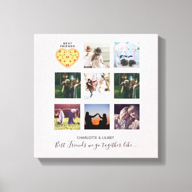 Toile BFF Photo Collage Cadeaux Dusty rose PIZZA Amis (Recto)