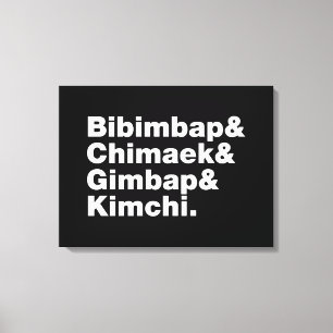 Toile Bibimbap & Chimaek & Gimbap & Kimchi. Aliments cor
