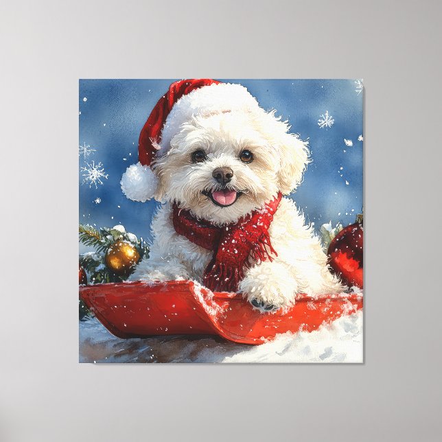 Toile Bichon Frise Chien dans la boue Laisser passer la  (Recto)