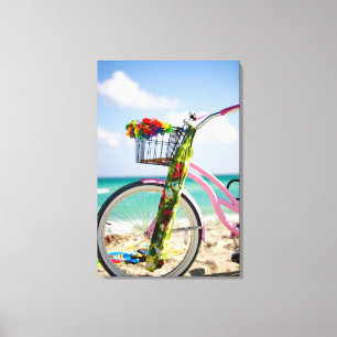 Toile Bicyclette sur la plage   Miami, la Floride