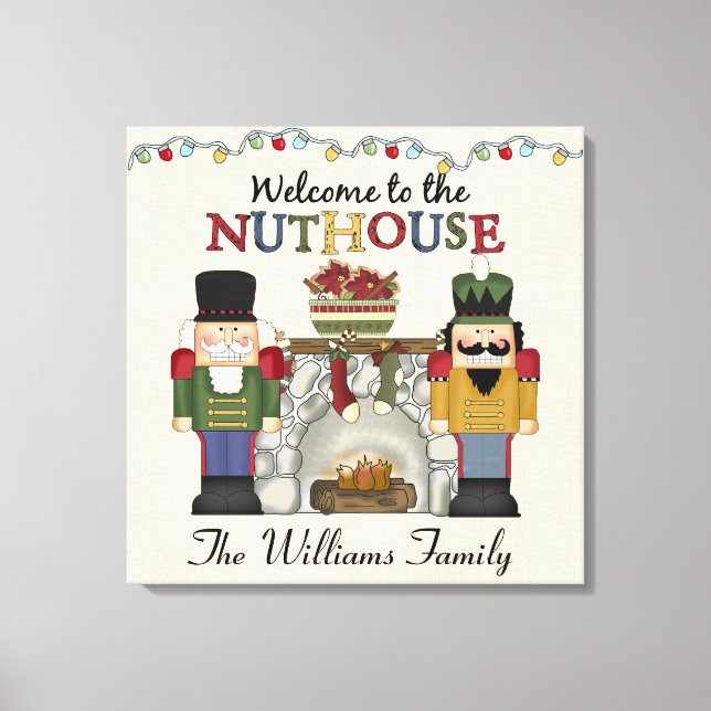 Toile Bienvenue chez NUTHOUSE Personnalisé (Recto)