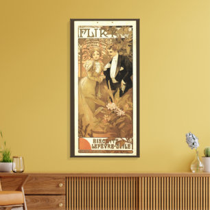 Toile Biscuits Flirt Art Nouveau Vintage, Alphonse Mucha
