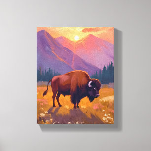 Toile Bison de Grand Teton Peinture de voyage de parc