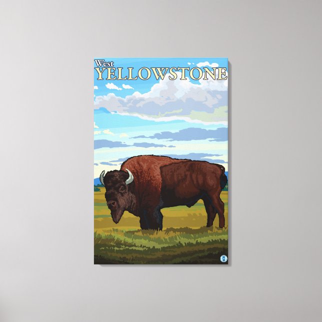 Toile Bison Scene - West Yellowstone, Montana (Recto)
