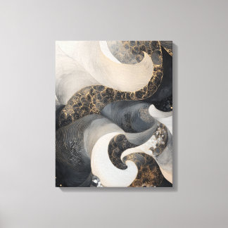 Toile Black and Cream Abstract with Gold Accent Modern 