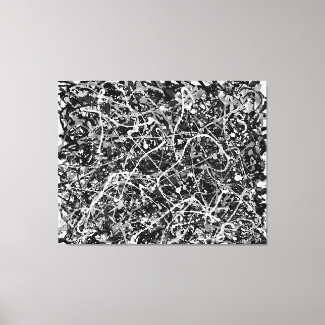 Toile BLACK AND WHITE LXIX - Peinture d'action -Abstrait (Recto)