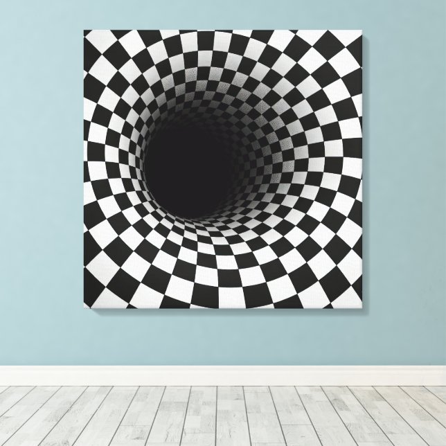 Toile Black and White Optical Illusion Tunnel (Insitu (Plancher de Bois))