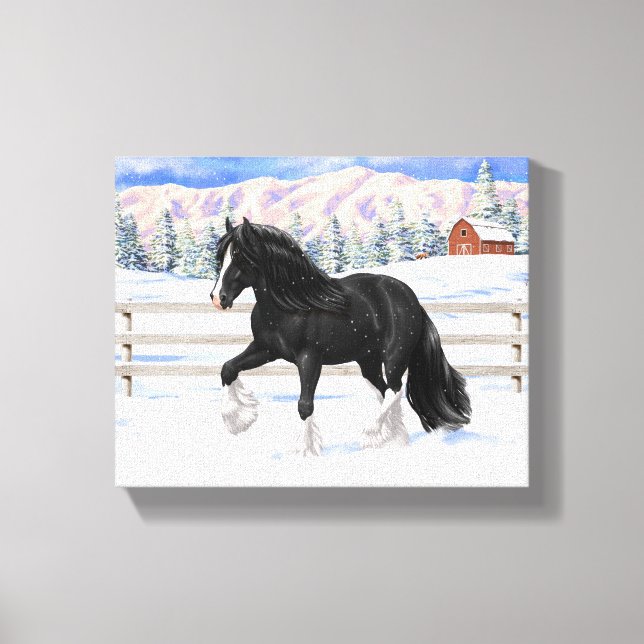 Toile Black Gypsy Vanner Irlandais Cob Brouillon Cheval  (Recto)