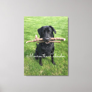 Toile Black Lab avec deux bâtons Photo et nom du chien