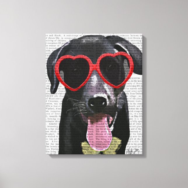 Toile Black Labrador Avec Lunettes de soleil Coeur (Recto)