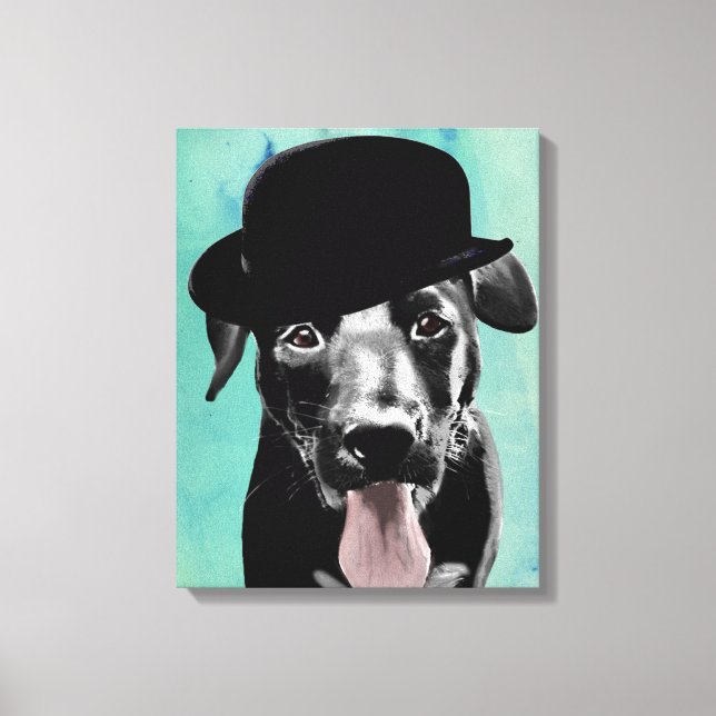 Toile Black Labrador dans le Casquette Bowler (Recto)